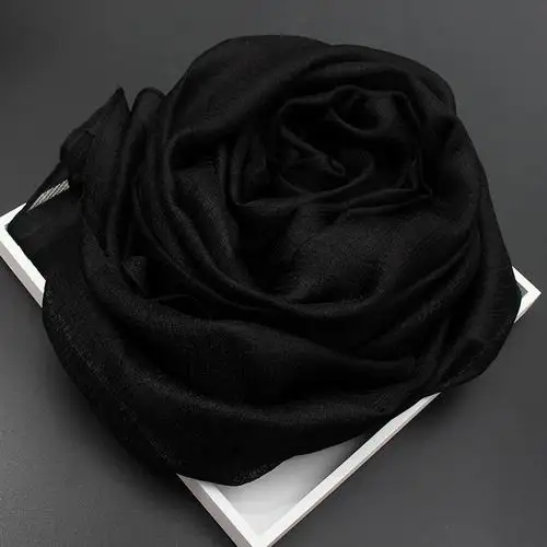 Lniany szal damski pashmina w jednolitym kolorze 6