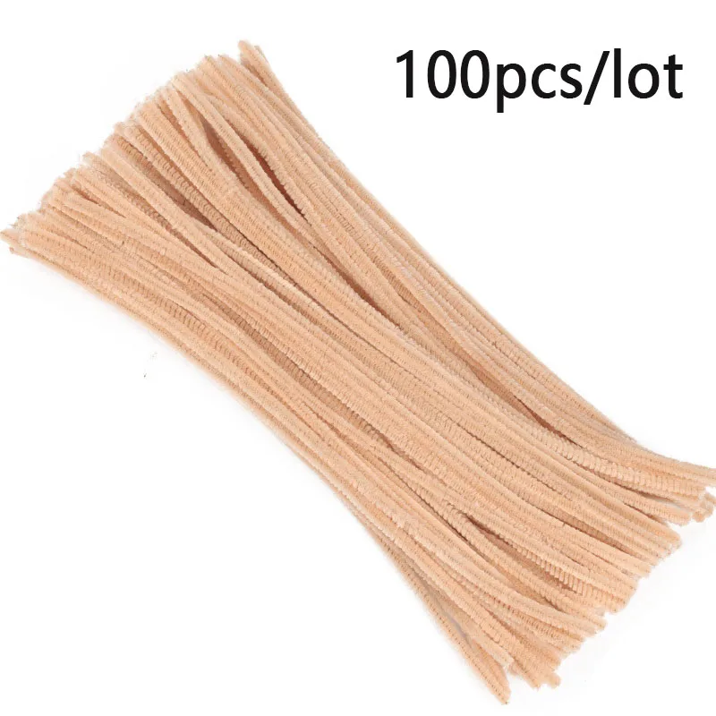 Kolorowe łodygi szenilowe DIY — 100 sztuk do prac manualnych Błękitny