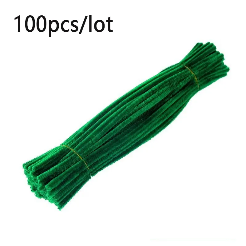 Kolorowe łodygi szenilowe DIY — 100 sztuk do prac manualnych Czerwony