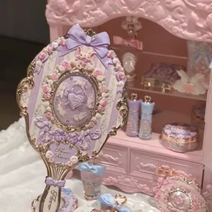 Przenośne lusterko do makijażu w stylu rokokowym z uchwytem Kolba