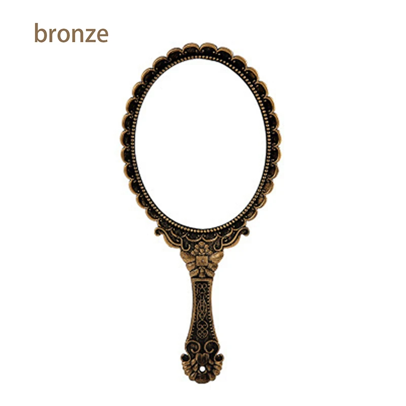 Lusterko ręczne vintage z kwiatowym wzorem Antique bronze color