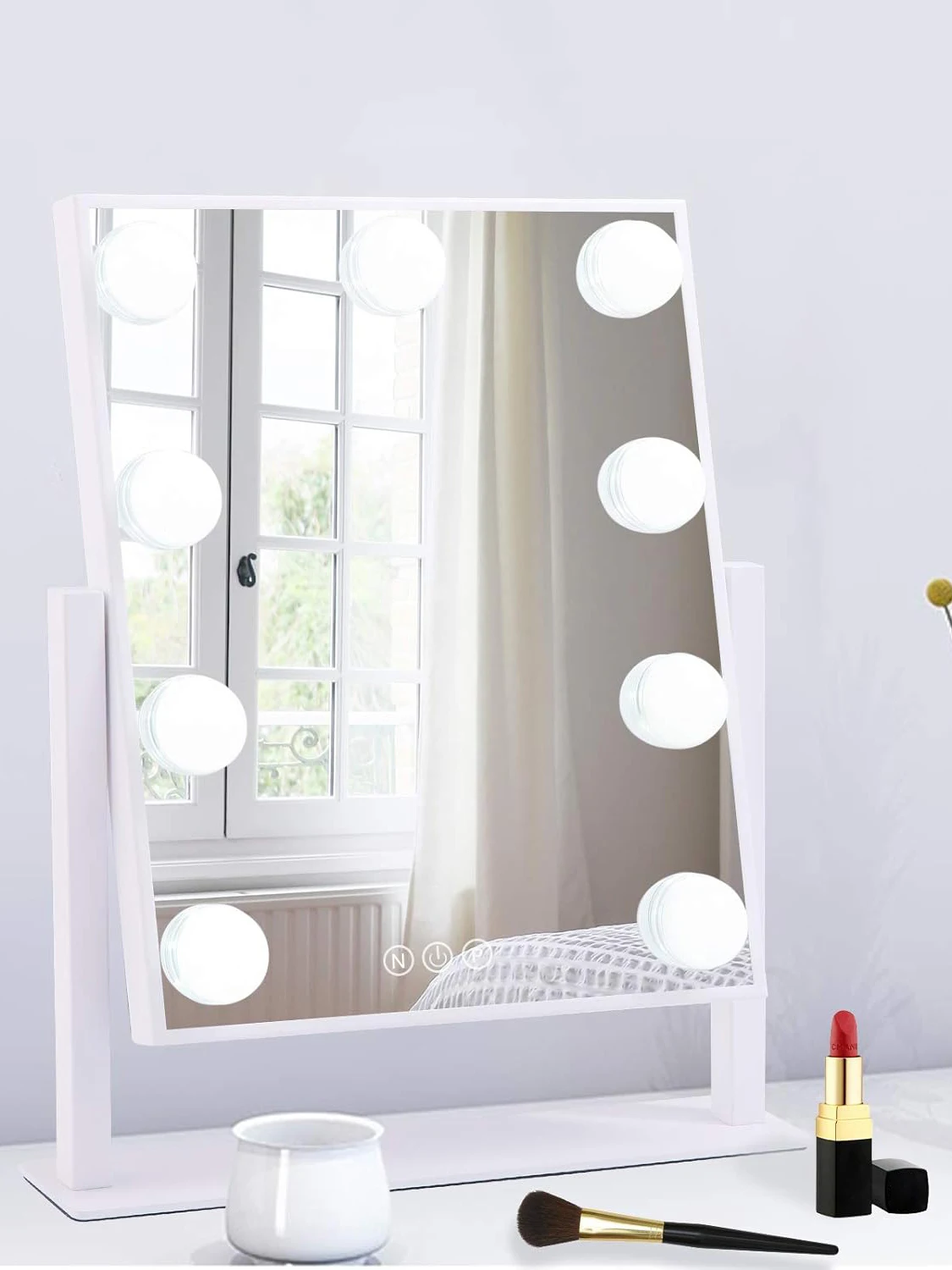 Lustro do makijażu Hollywood z 9 żarówkami LED Biały