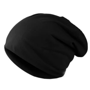 Luźna czapka beanie męska z ociepleniem uszu na jesień i wiosnę Czarny