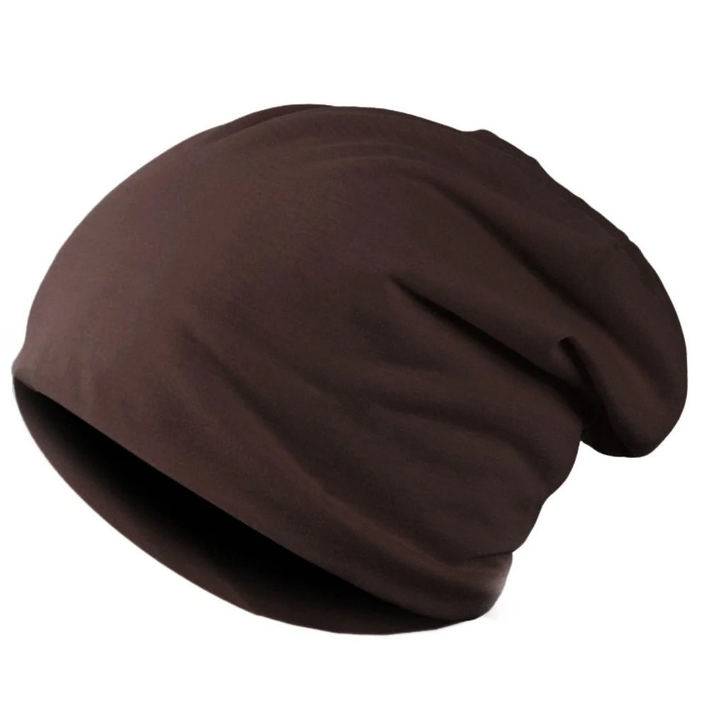 Luźna czapka beanie męska z ociepleniem uszu na jesień i wiosnę Kawowy