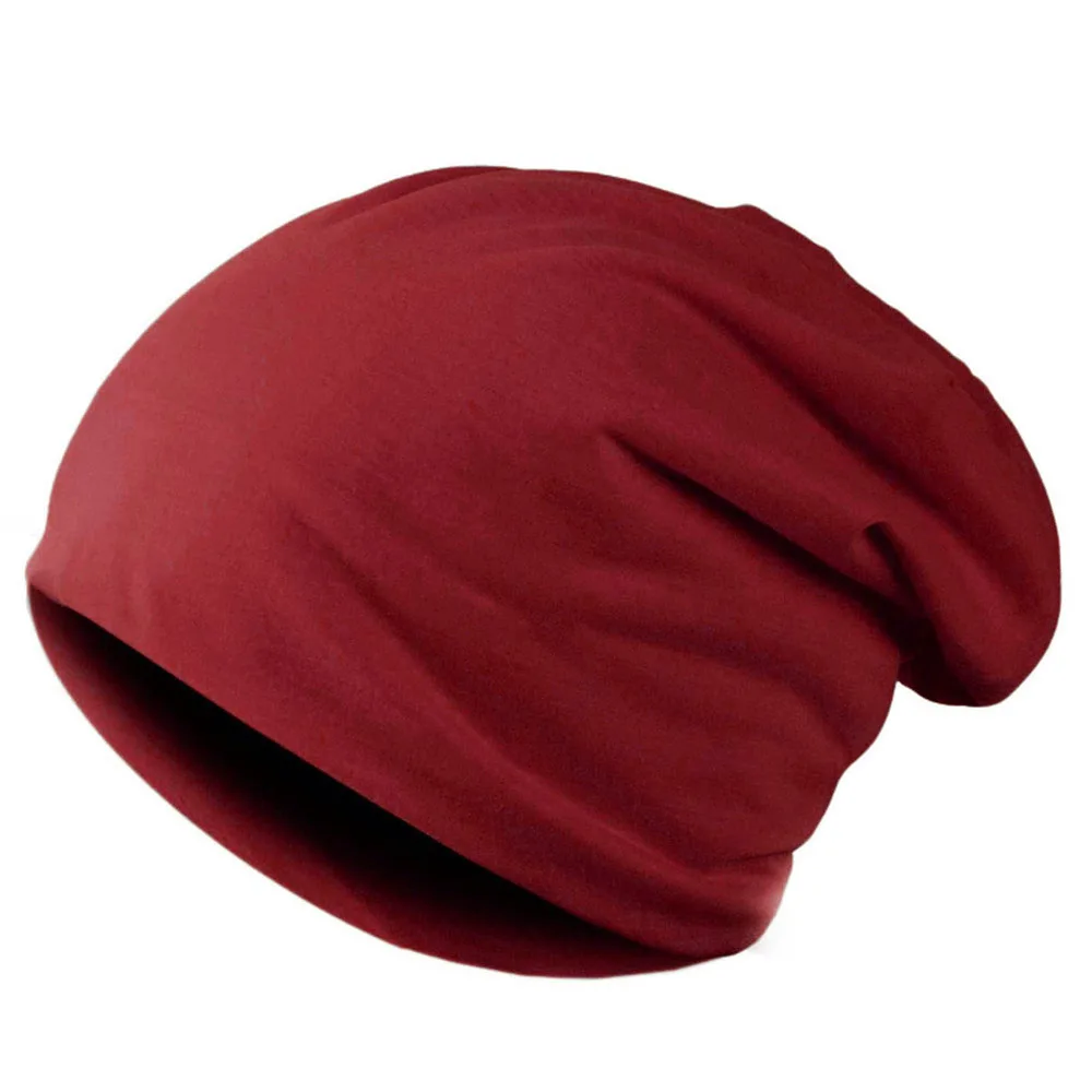 Luźna czapka beanie męska z ociepleniem uszu na jesień i wiosnę Bordowy