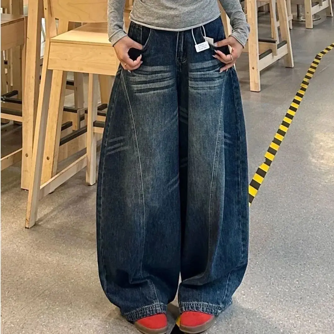 Luźne jeansy damskie cargo z szerokimi nogawkami Y2K Xt klsg 523 9