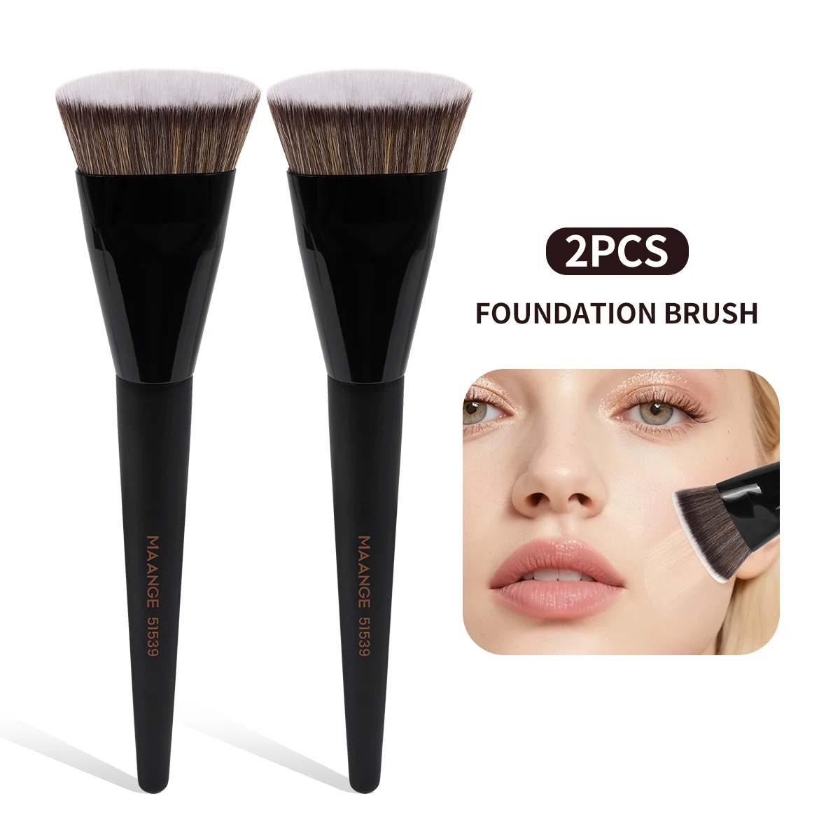 MAANGE pędzel do podkładu z płaską główką w etui Makeup brushes