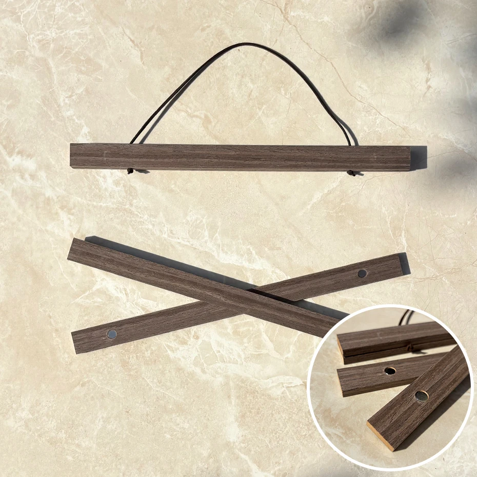 Magnetyczne drewniane ramki do plakatów i zdjęć Walnut wood