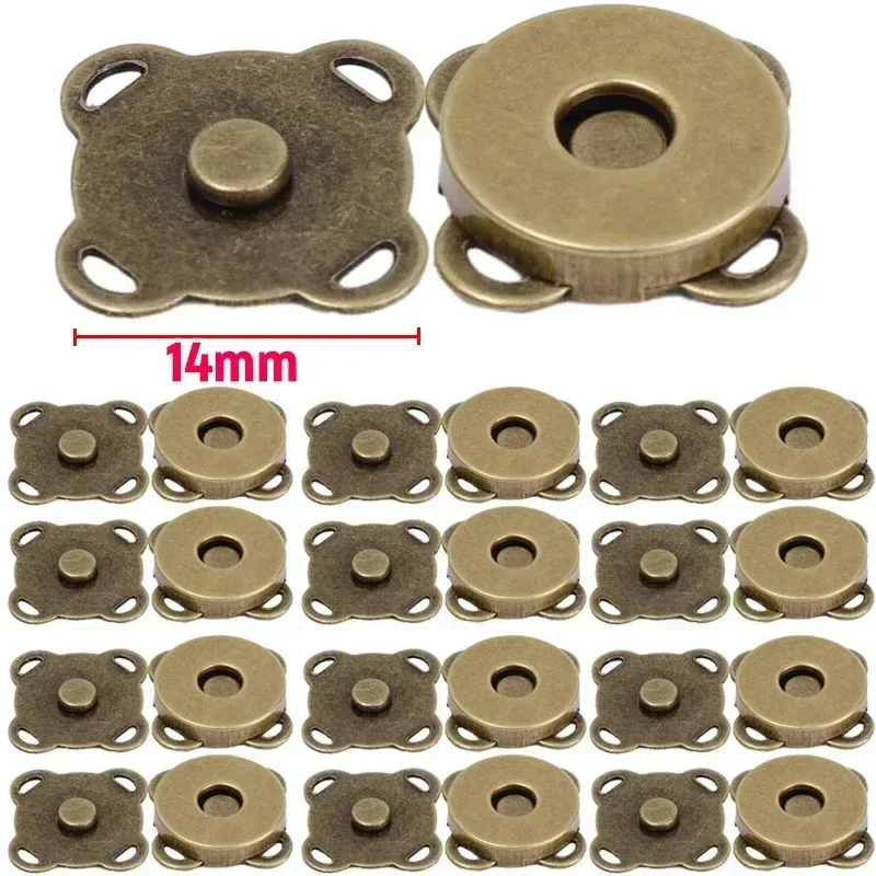 Magnetyczne zatrzaski do torebek i portfeli — zestaw Bronze 14mm