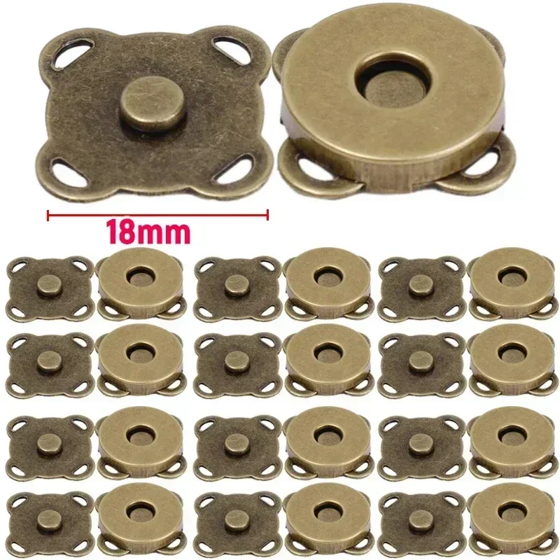 Magnetyczne zatrzaski do torebek i portfeli — zestaw Bronze 18mm