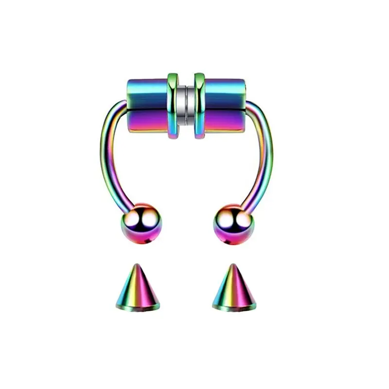 Magnetyczny fałszywy piercing do nosa bez przekłucia Posrebrzane