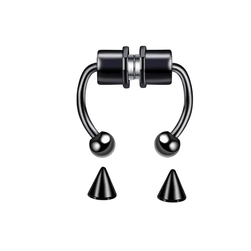 Magnetyczny fałszywy piercing do nosa bez przekłucia Rodowany