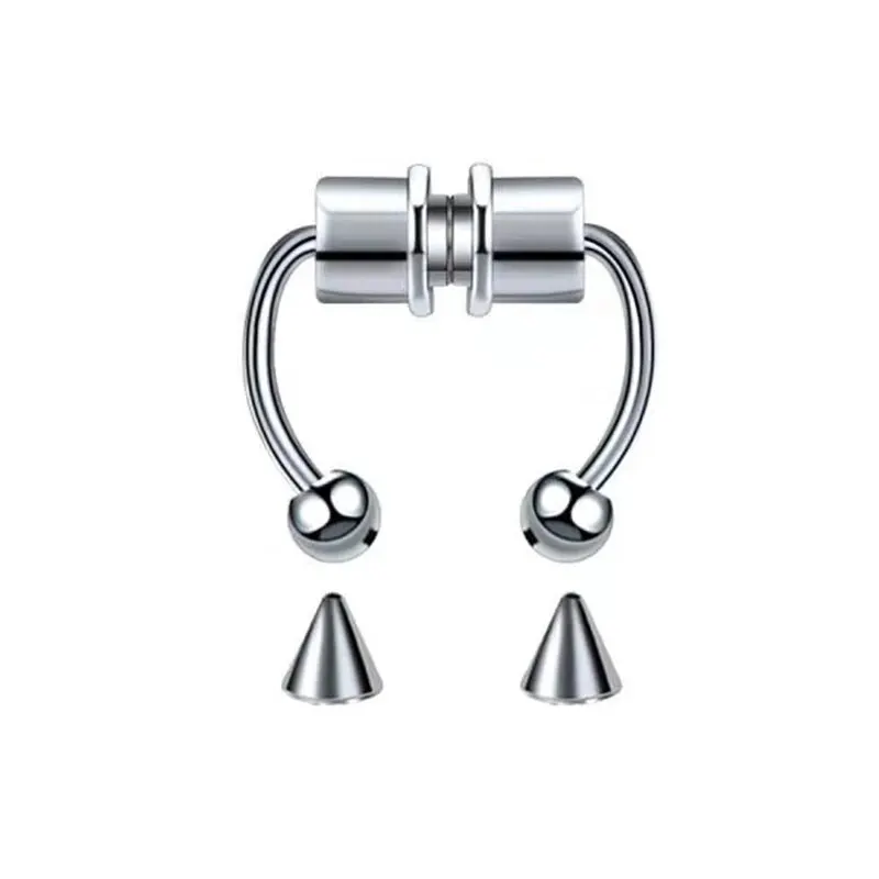 Magnetyczny fałszywy piercing do nosa bez przekłucia Srebrny