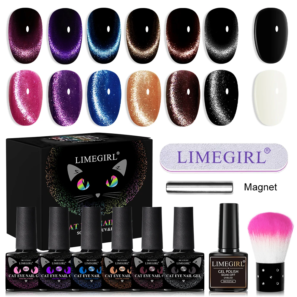 Magnetyczny lakier do paznokci cat eye z efektem tęczy - zestaw Czerwony