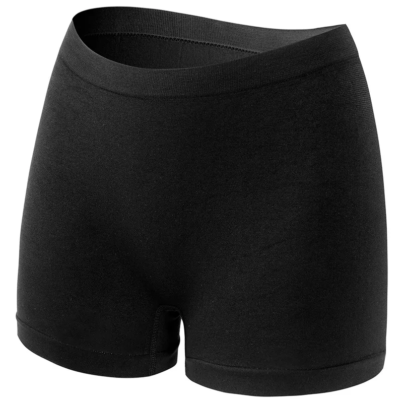 Damskie majtki bezszwowe boyshort z prążkowanej tkaniny Czarny