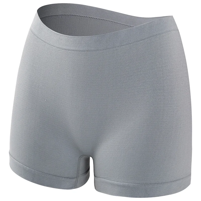Damskie majtki bezszwowe boyshort z prążkowanej tkaniny Szary