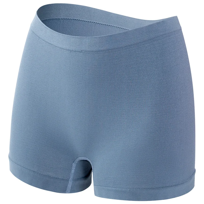Damskie majtki bezszwowe boyshort z prążkowanej tkaniny Niebieski