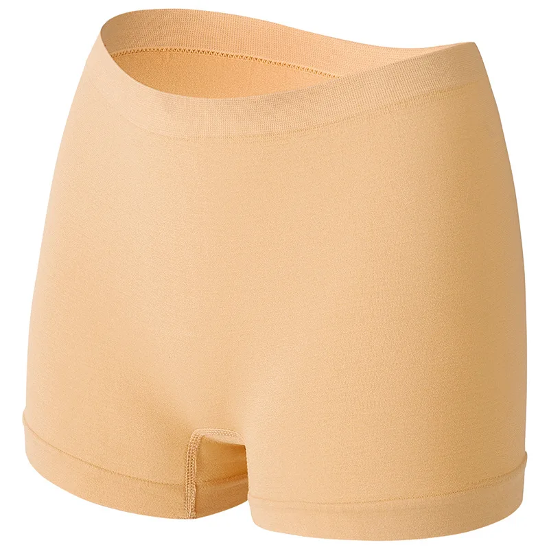 Damskie majtki bezszwowe boyshort z prążkowanej tkaniny Skin