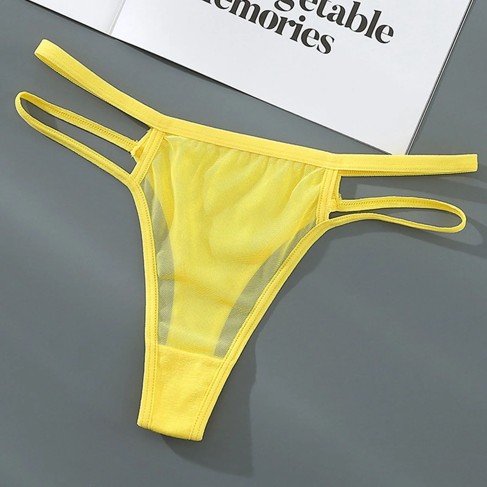 Majtki bikini z siateczki mesh – miękkie i przewiewne żółty