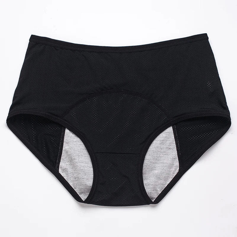 Majtki menstruacyjne bawełniane wodoodporne plus size Czarny