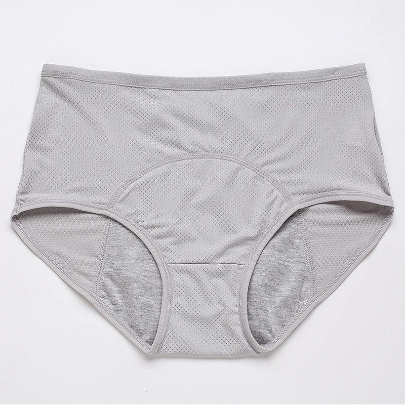 Majtki menstruacyjne bawełniane wodoodporne plus size Szary