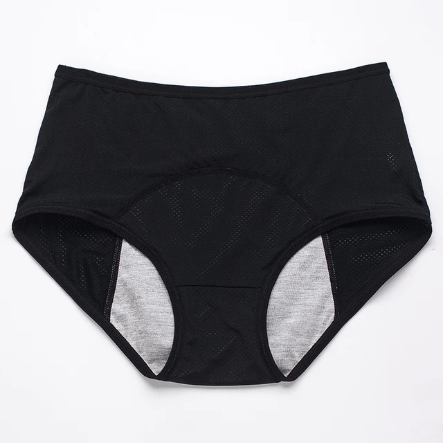 Majtki menstruacyjne damskie, wodoodporne, duże rozmiary L-8XL Czarny