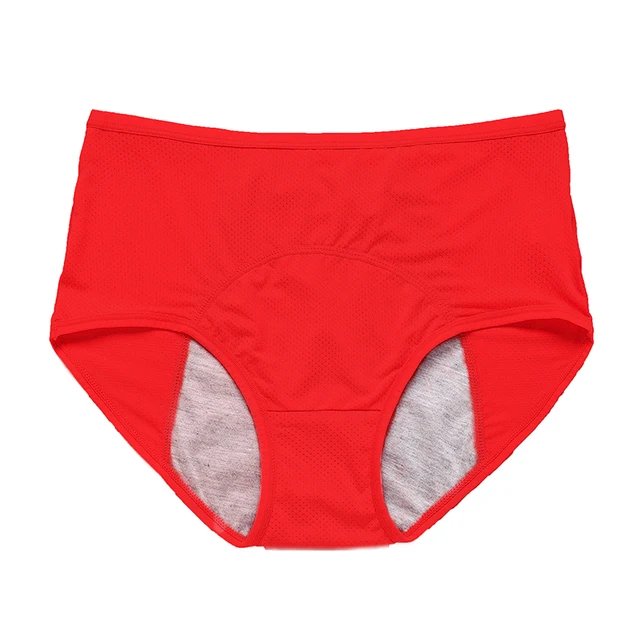 Majtki menstruacyjne damskie, wodoodporne, duże rozmiary L-8XL Czerwony