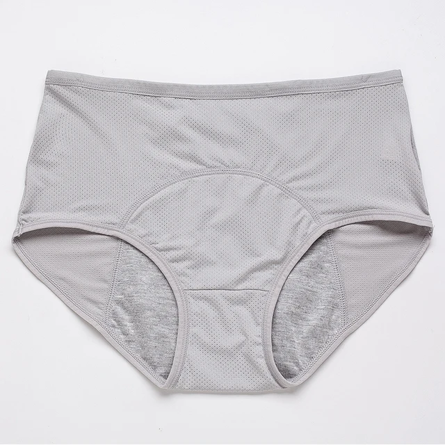 Majtki menstruacyjne damskie, wodoodporne, duże rozmiary L-8XL Szary