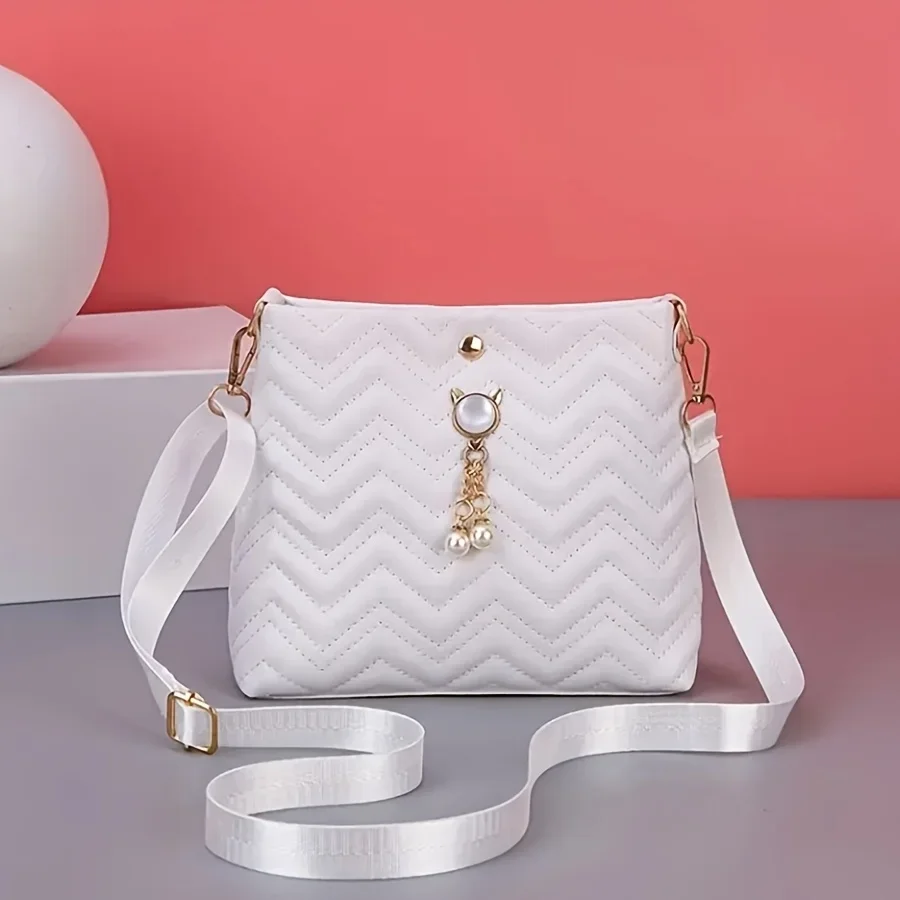 Mała luksusowa torebka crossbody ze skóry PU na zamek Beżowy