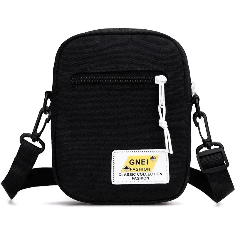 Mała płócienna torebka crossbody na telefon Czarny