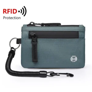 Mała portmonetka damska RFID z etui na karty Szary