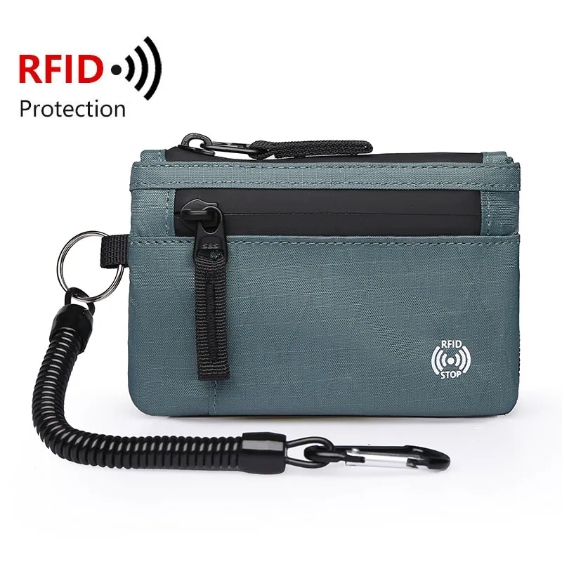 Mała portmonetka damska RFID z etui na karty Szary