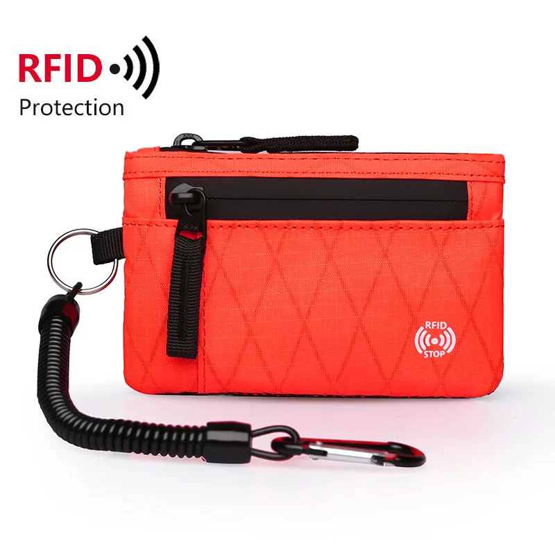 Mała portmonetka damska RFID z etui na karty Pomarańczowy