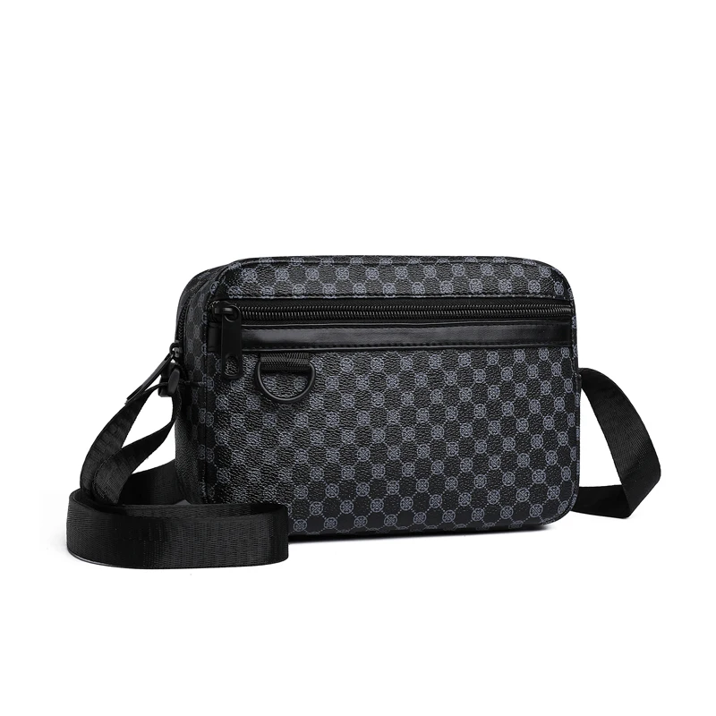 Mała torba crossbody męska we wzory do miasta Czarny