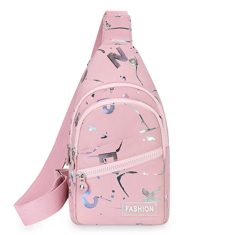 Mała torba na ramię typu sling crossbody na podróż i sport Różowy