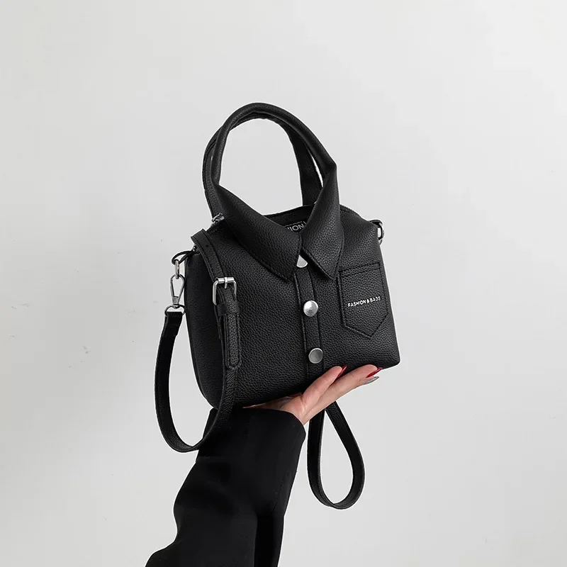 Mała torebka damska na ramię i crossbody z eko-skóry PU Czarny