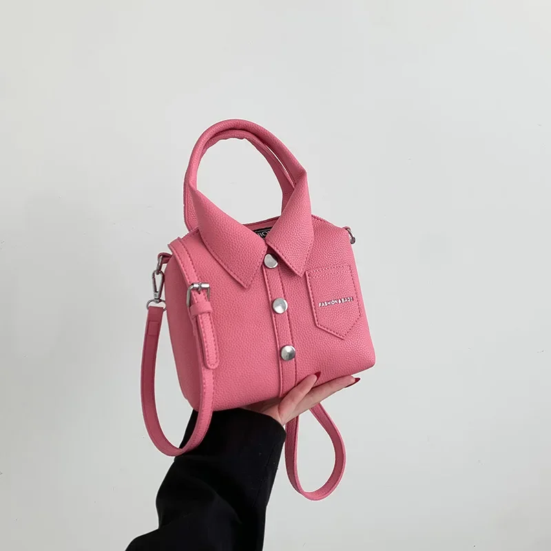Mała torebka damska na ramię i crossbody z eko-skóry PU Różowy