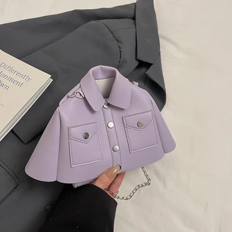 Mała torebka damska na ramię i crossbody z eko-skóry PU Fioletowy