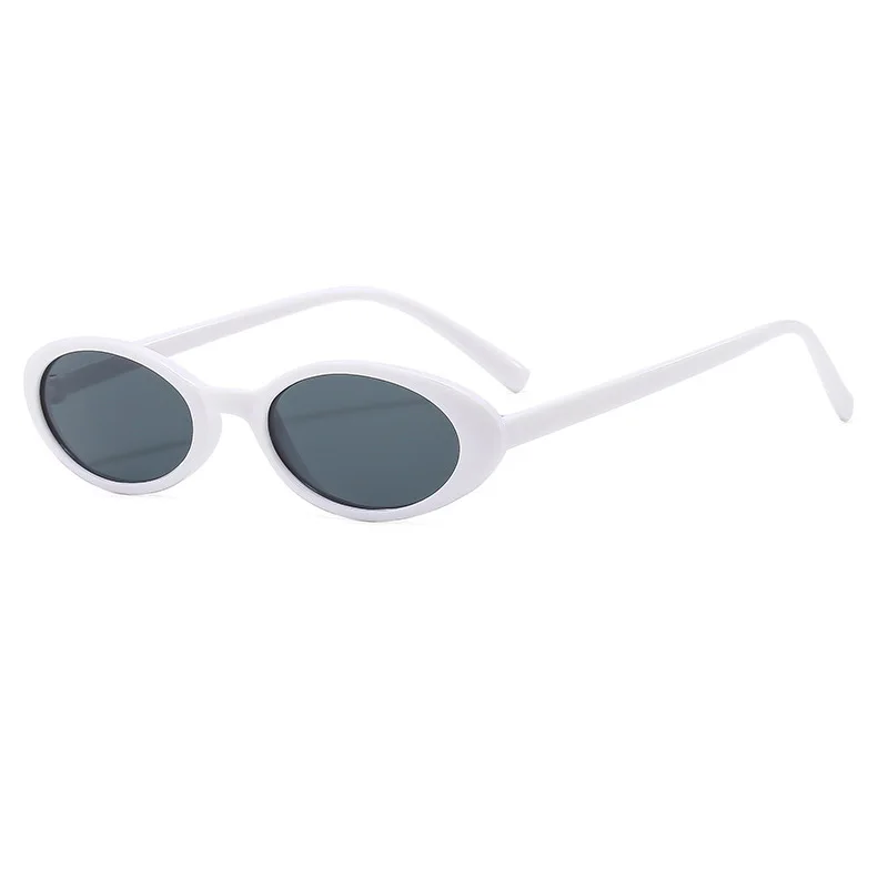 Małe owalne okulary przeciwsłoneczne kocie oko z filtrem UV400 Biały