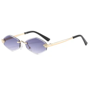 Małe wielokątne okulary przeciwsłoneczne damskie w stylu vintage Złoty