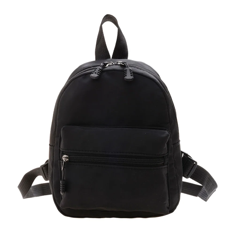 Mały plecak damski nylonowy w stylu preppy Czarny