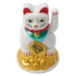 Maneki Neko — machający kot szczęścia na biurko i do domu Jasnozielony