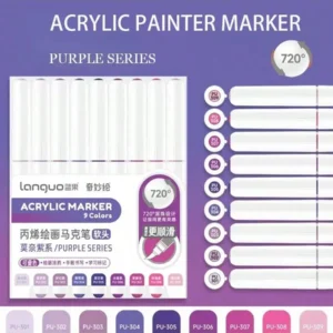 Markery akrylowe Languo – zestaw 9 szt. do DIY Bordowy
