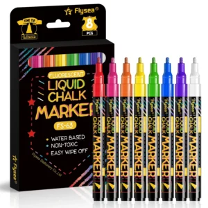 Markery kreda w płynie LED fluorescencyjne - 8 kolorów Biały