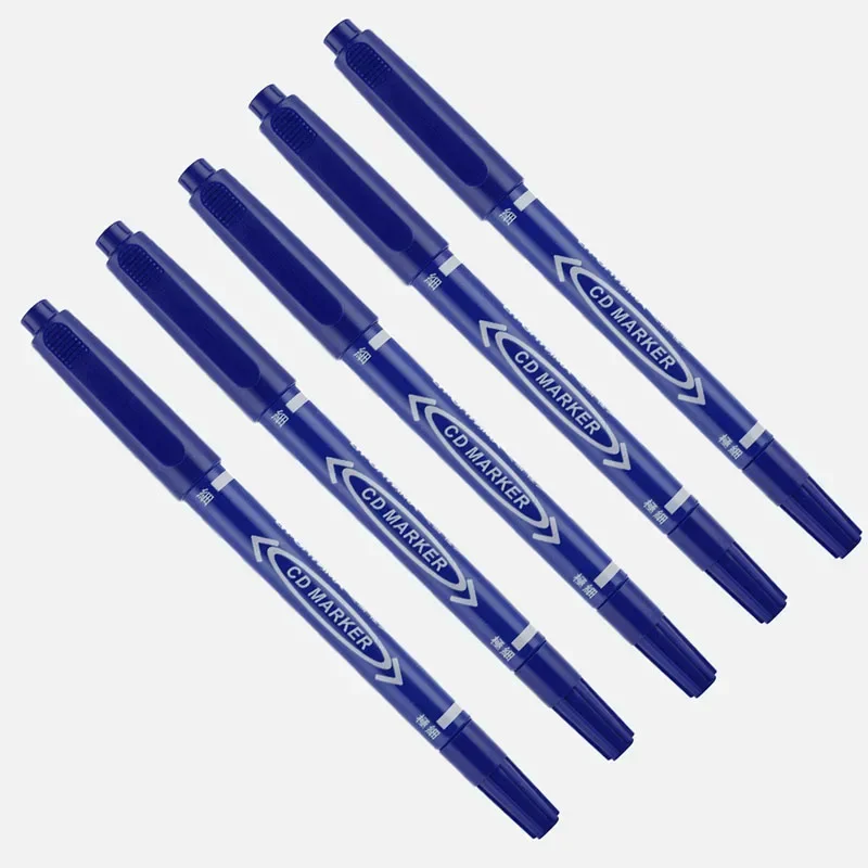Markery permanentne Twin Tip zestaw 5/10 szt. — czarne, niebieskie, czerwone Jasnoszary