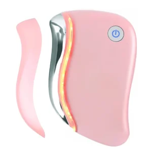 Masażer Gua Sha 4w1 z grzaniem, wibracjami i światłem LED Różowy