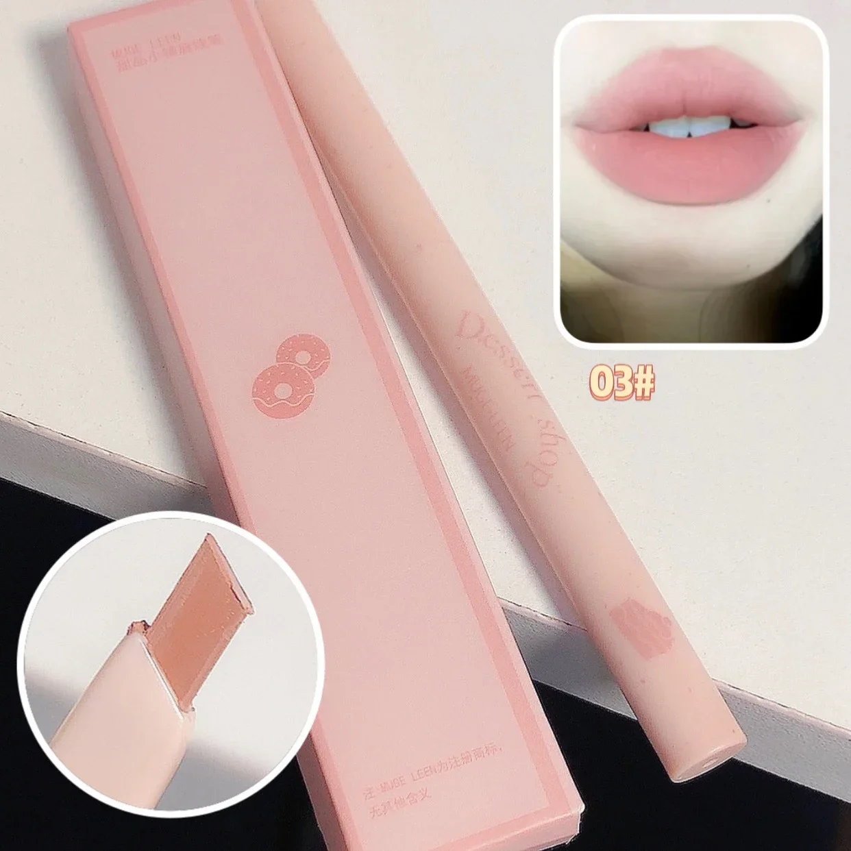 Matowa konturówka do ust nude pink — długotrwały ołówek Czekolada