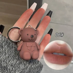 Matowa pomadka w kremie — aksamitny lip glaze miś Jasnozielony