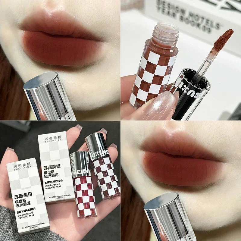 Matowa szminka Punk — ciemnoczerwona i nude, długotrwała Khaki