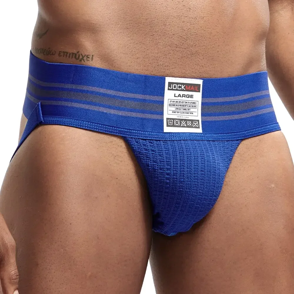 Męska bielizna JOCKMAIL – seksowny jockstrap z wyprofilowaną sakiewką Jm223blue